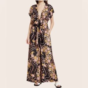 Free People NWOT In the Mood for Love Floral Print Jumpsuit Pockets Large